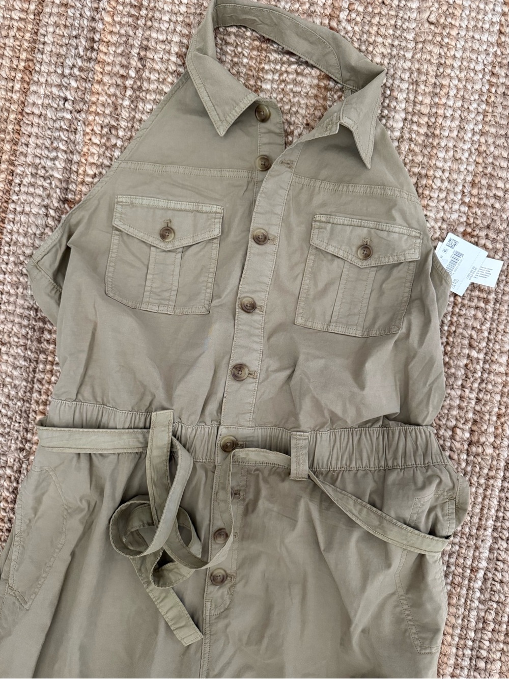 American Eagle Outfitters Olive Utility Sleeveless Jumpsuit - Picture 2 of 7